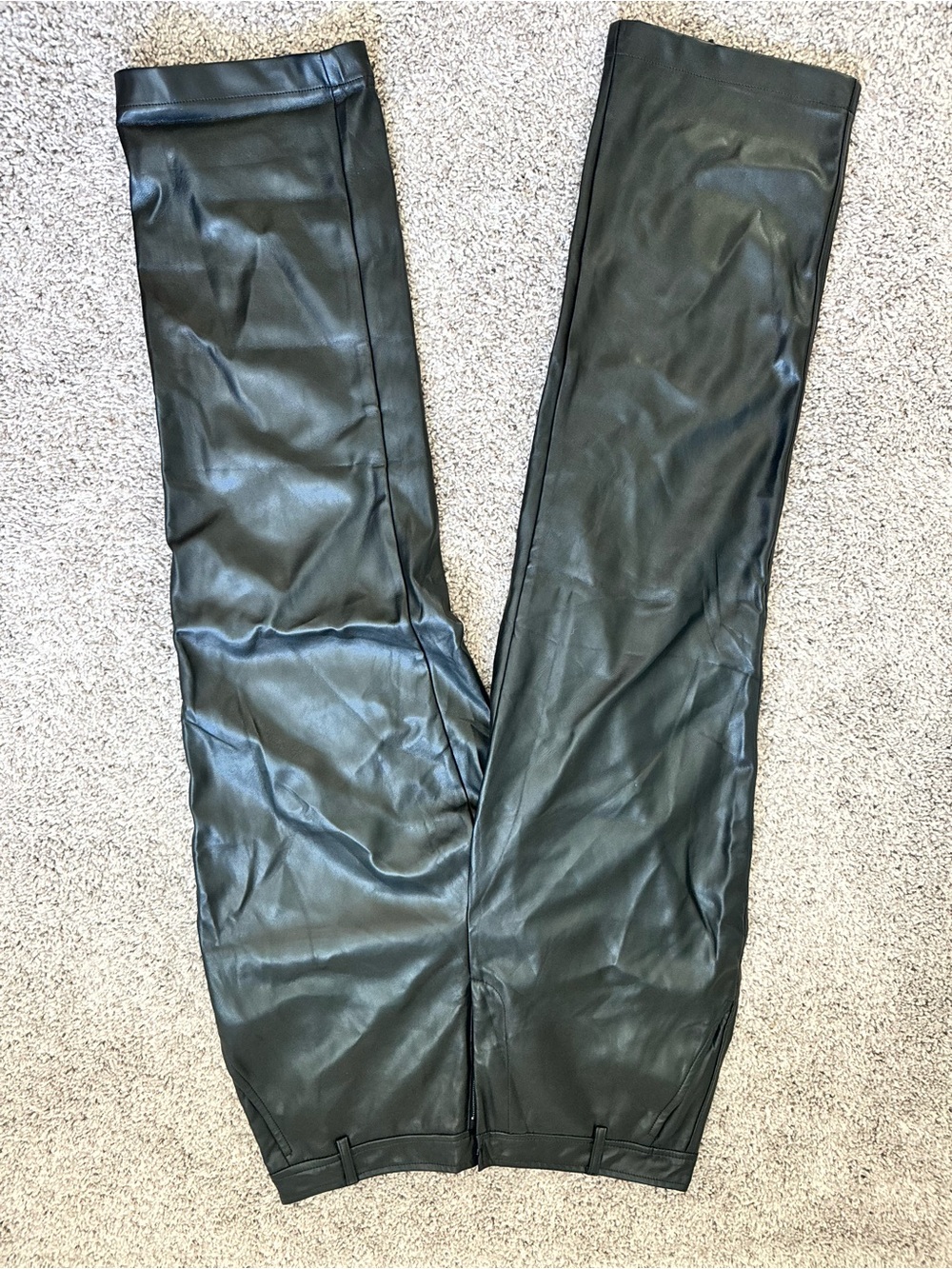 Cupshe Black Faux Leather Straight-Leg Pants